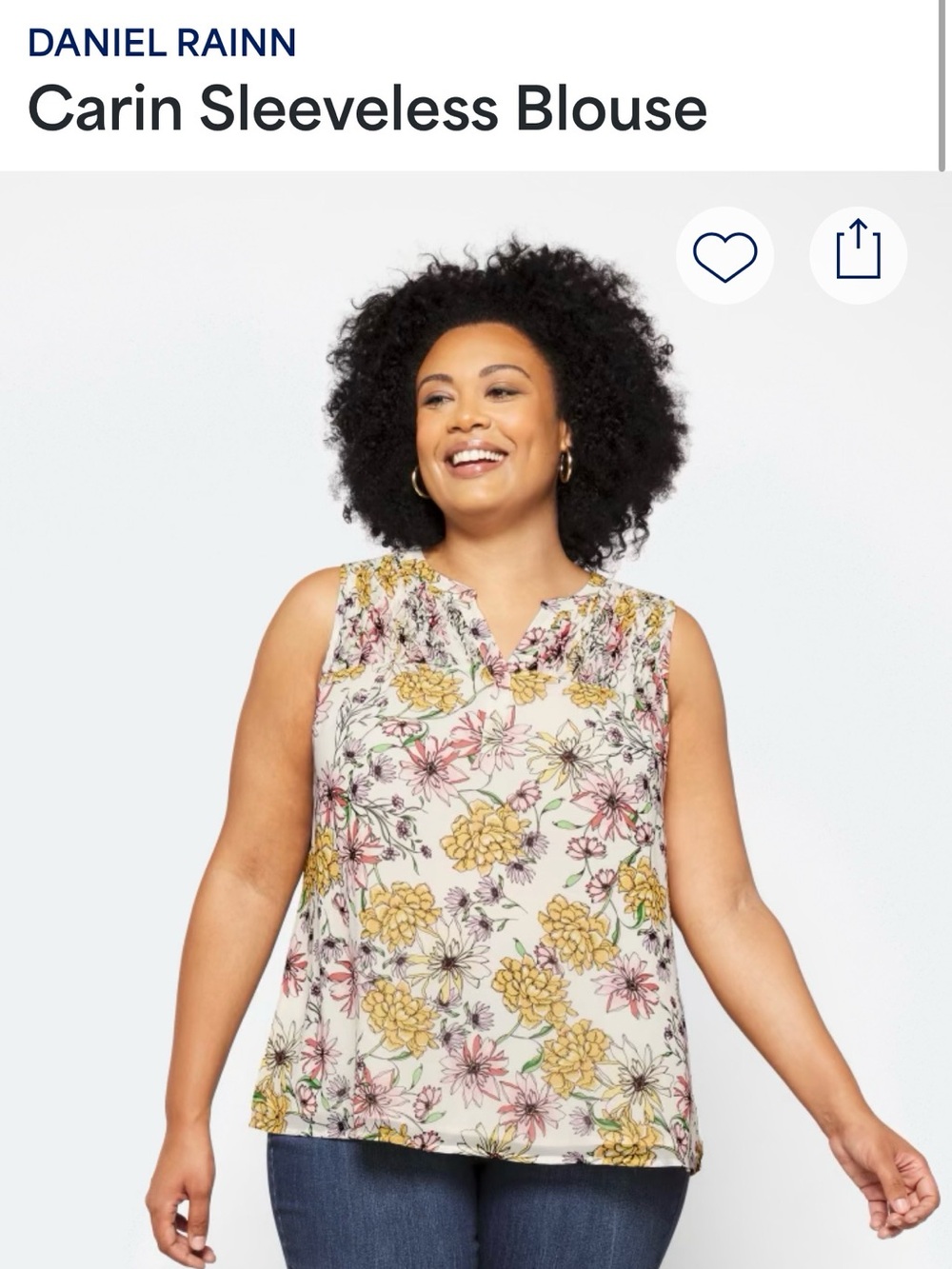 Daniel Rainn Carin Sleeveless Floral Top - Cream, Yellow, Pink